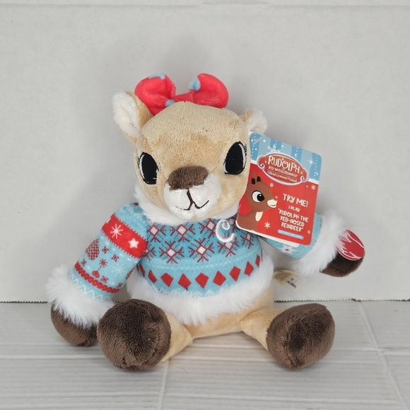 New Set 2 Dan Dee Clarice and Rudolph Red Nosed Reindeer Light Up Musical Plush - Picture 9 of 15
